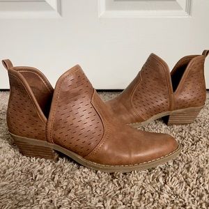 Lasered Brown Ankle Booties